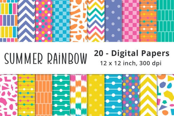 Download Summer Rainbow Digital Background Paper - Round Collection