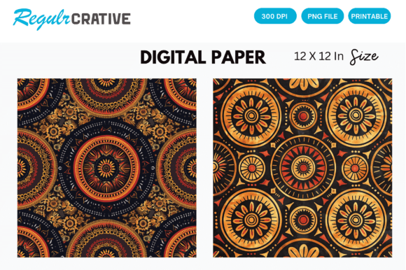 Download Aztec Tribal Digital Paper Backgrounds - Round Collection