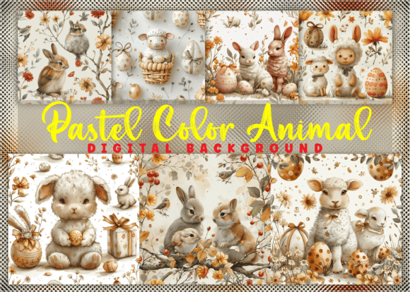 Download Pastel Color Animal Digital Background - Round Collection