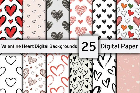 Download Valentine's Heart Digital Backgrounds - Round Collection