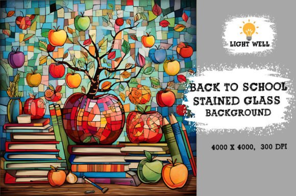 Download Stained Glass Back to School Background - Round Collection
