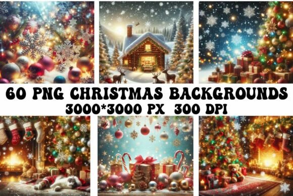 Download 60 PNG Christmas Backgrounds Bundle - Round Collection