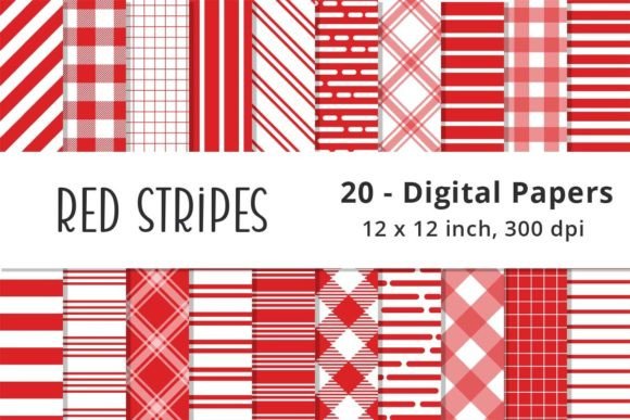 Download Red Stripes Background Digital Papers - Round Collection
