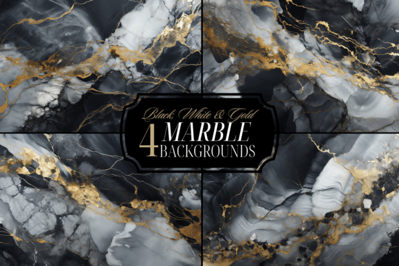 Download Black White Gold Marble Background Pack - Round Collection