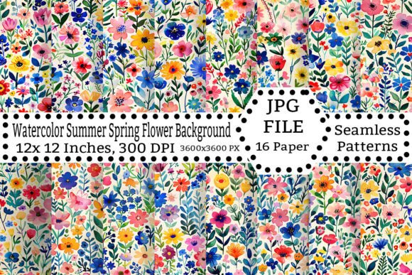 Download Watercolor Summer Background Collection - Round Collection