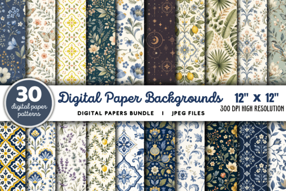 Download Digital Paper Backgrounds Bundle - Round Collection