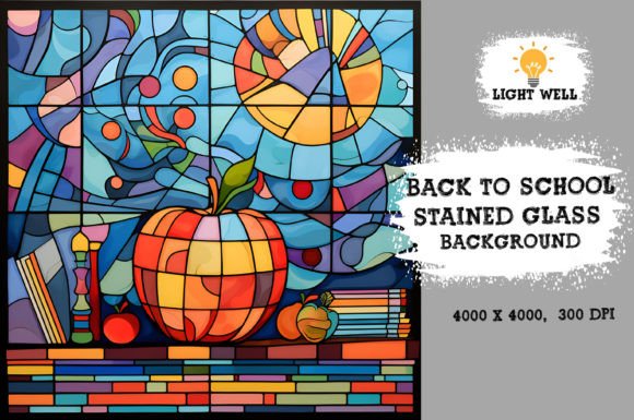 Download Stained Glass Back to School Background - Round Collection
