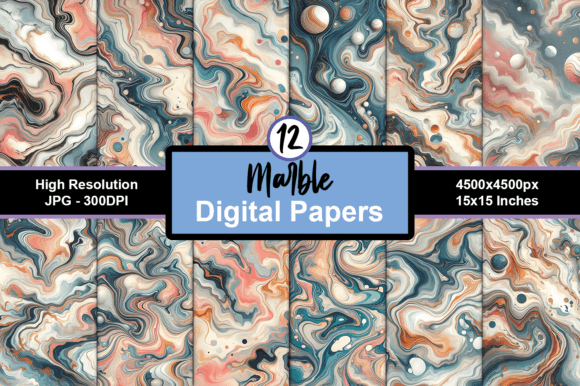 Download Marble Digital Paper Background Pack JPG - Round Collection