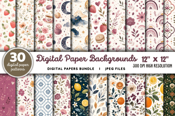 Download Digital Paper Backgrounds Bundle - Round Collection