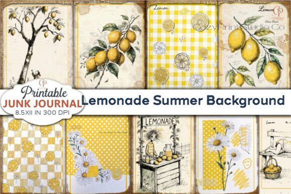 Download Lemonade Summer Background Junk Journal - Round Collection