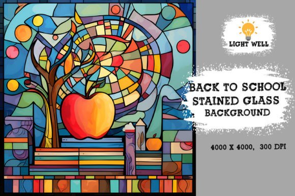 Download Stained Glass Back to School Background - Round Collection