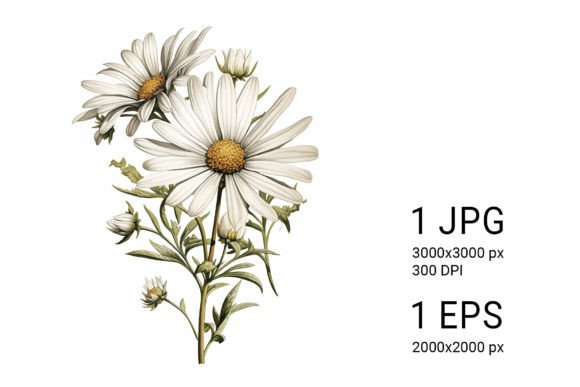 Download White Daisies on White Background - Round Collection