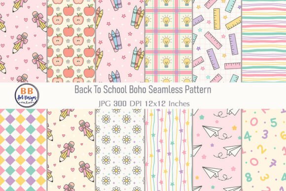 Download Back to School Paper Pattern Background - Round Collection