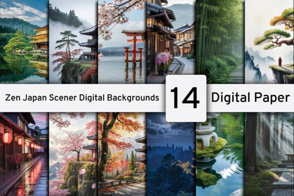 Download Zen Japan Scener Digital Backgrounds - Round Collection