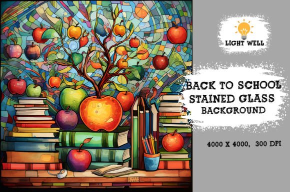 Download Stained Glass Back to School Background - Round Collection