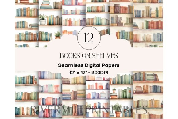 Download Bookshelves 12 X 12 Digital Paper Pack - 12 x 12 Collection