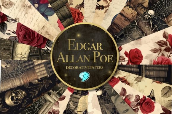 Download Edgar Allen Poe Seamless Pattern Papers - Pattern paper Collection