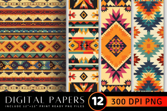 Download Aztec Fabric Digital Paper Backgrounds - Round Collection