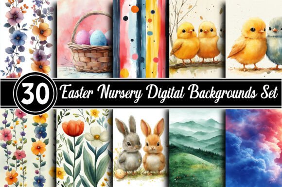 Download Easter Nursery Digital Backgrounds - Round Collection