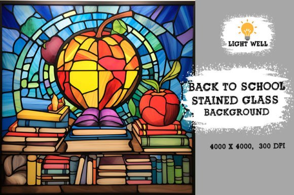 Download Stained Glass Back to School Background - Round Collection