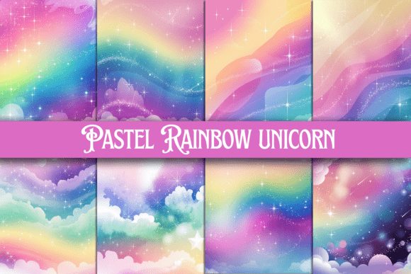 Download Pastel Rainbow Unicorn Background - Round Collection