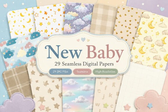 Download New Baby Digital Pattern Papers - Pattern paper Collection
