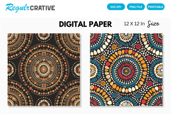 Download Aztec Tribal Digital Paper Backgrounds - Round Collection