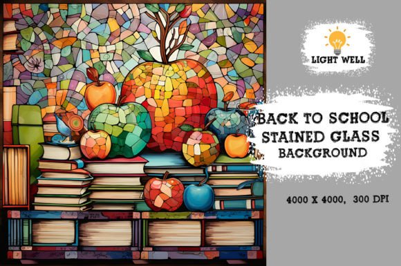 Download Stained Glass Back to School Background - Round Collection
