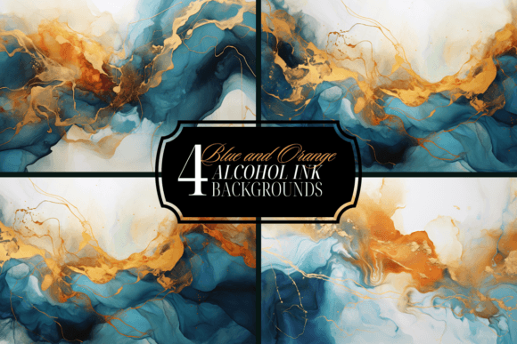 Download Blue Orange Alcohol Ink Background Pack - Round Collection