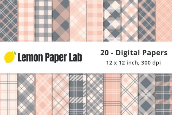 Download Coral and Grey Plaid Background Patterns - Round Collection