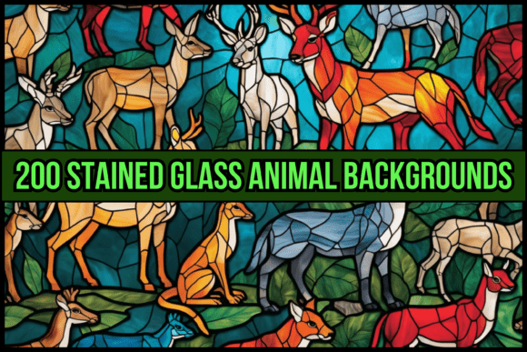 Download 200 Stained Glass Animal Backgrounds - Round Collection