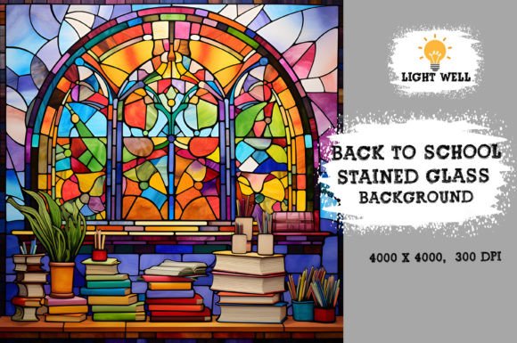 Download Stained Glass Back to School Background - Round Collection