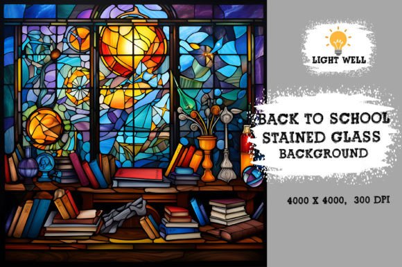 Download Stained Glass Back to School Background - Round Collection