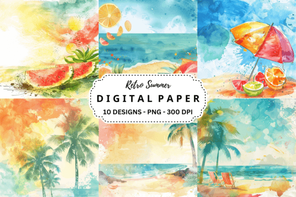 Download Retro Summer Background - Round Collection