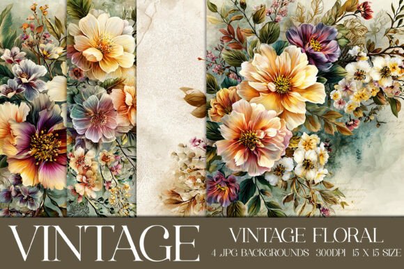 Download Vintage Floral Backgrounds, S10 - Round Collection