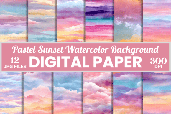 Download Pastel Sunset Watercolor Background Pack - Round Collection