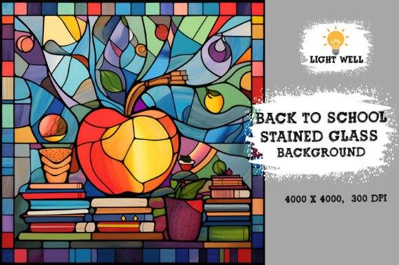Download Stained Glass Back to School Background - Round Collection