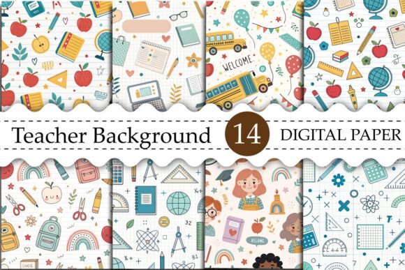 Download Teacher Background Digital Paper - Round Collection