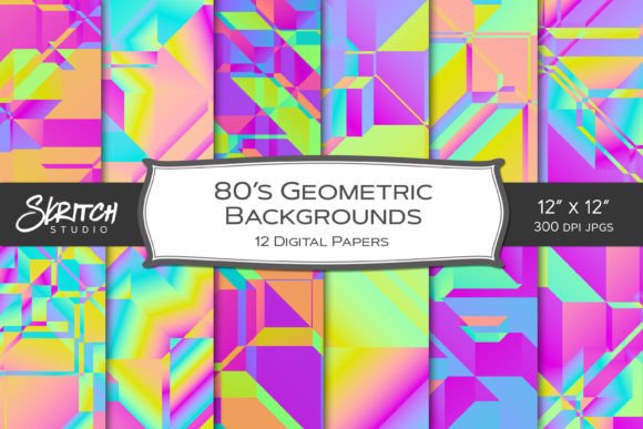 Download Retro 80's Pastel Geometric Backgrounds - Round Collection