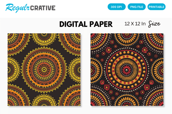 Download Aztec Tribal Digital Paper Backgrounds - Round Collection