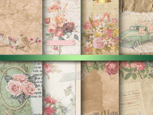 Download Shabby Floral Backgrounds 12 X 12 - Round Collection