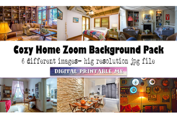 Download Cozy Home, Zoom Background Pack, 6 Pics - Round Collection