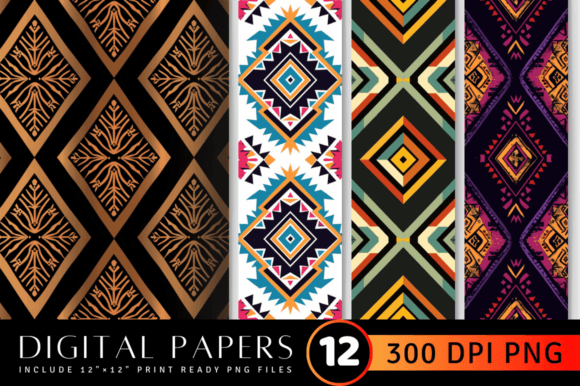 Download Aztec Diamond Digital Paper Backgrounds - Round Collection