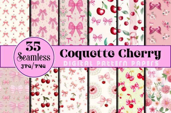 Download Seamless Coquette Cherry Pattern Papers - Pattern paper Collection