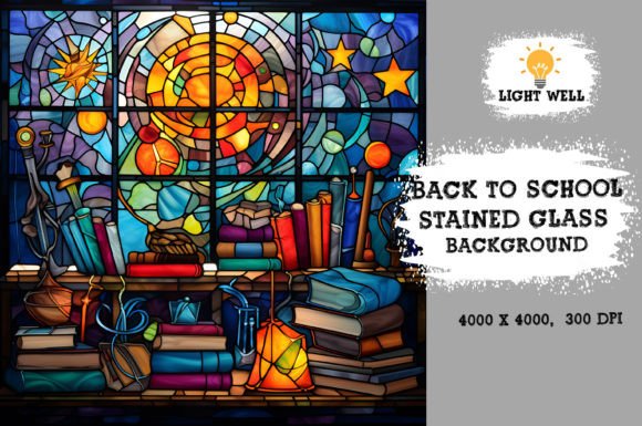 Download Stained Glass Back to School Background - Round Collection